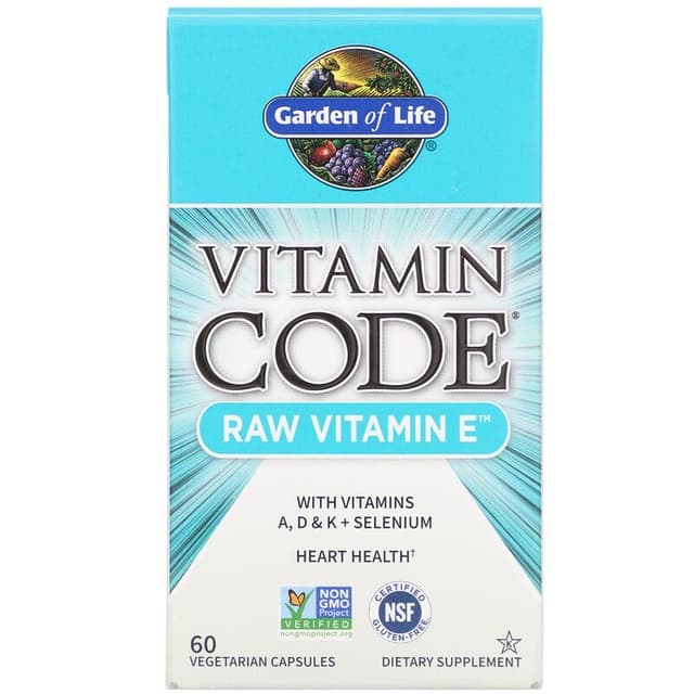 Garden of Life, Vitamin Code, витамин E в сыром виде, 60 вегетарианских капсул