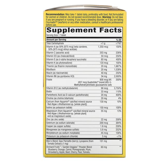 Nature's Way, Alive! комплекс суперэффективных мультивитаминов для мужчин 50+, 60 таблеток