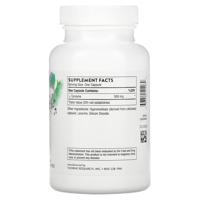 Thorne, L-тирозин, 90 капсул