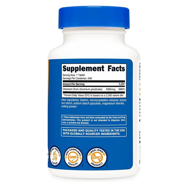 Nutricost Chromium 1000 мкг, 240 таблеток - без глютена, без ГМО