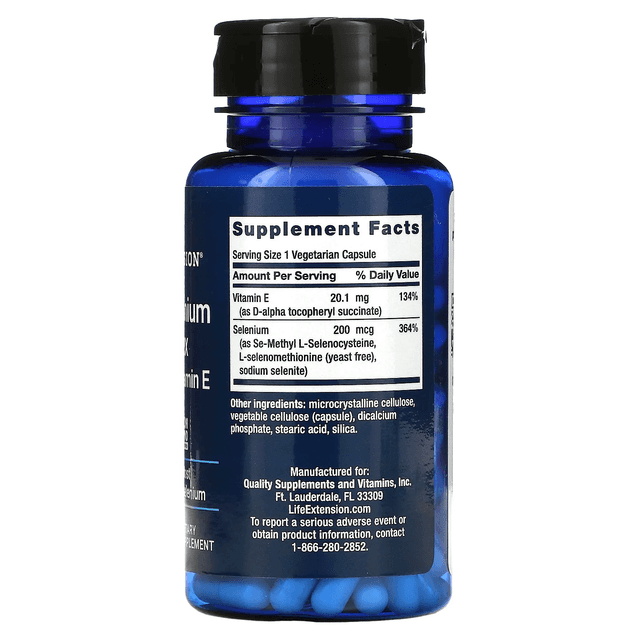 Life Extension, суперкомплекс селена с витамином E, 200 мкг, 100 вегетарианских капсул