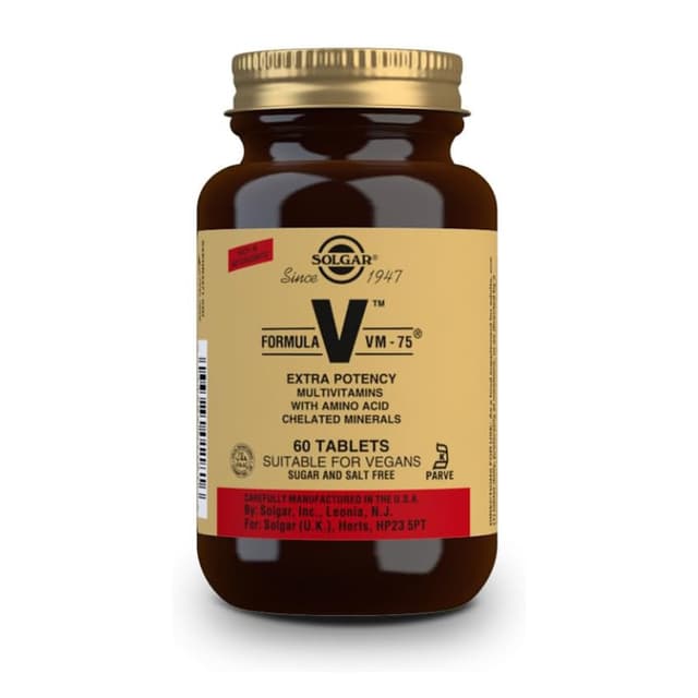 Solgar Formula VM-75, 60 таблеток — мультивитамины с хелатными минералами — витамины A, B6, B12, C, D, E