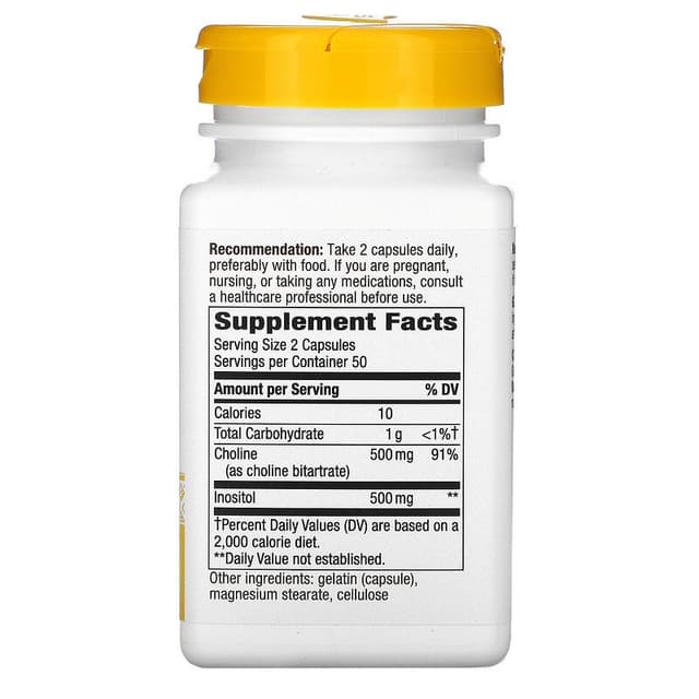 Nature's Way, Холин и инозит, 1000 мг, 100 капсул