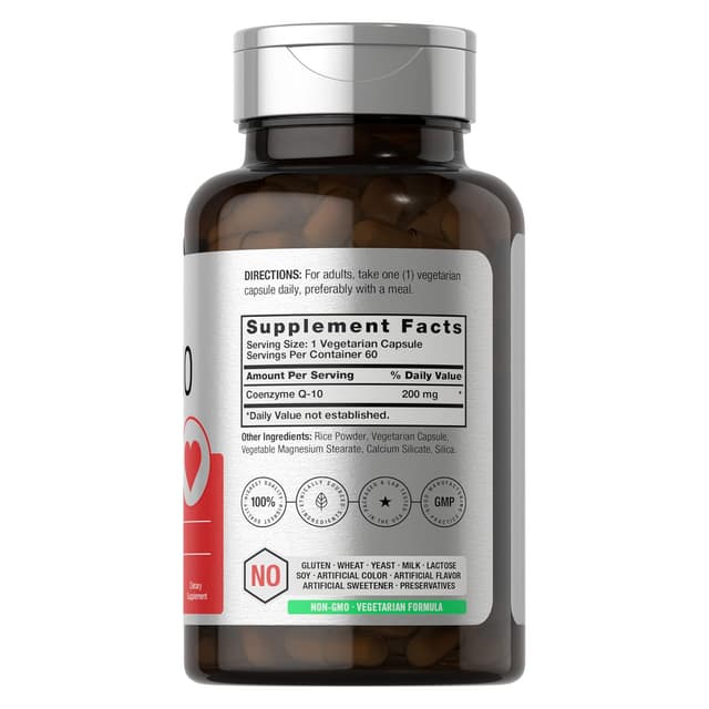 Horbaach - Капсулы CoQ10 | 200мг | 60 шт | Вегетарианский, без ГМО, без глютена