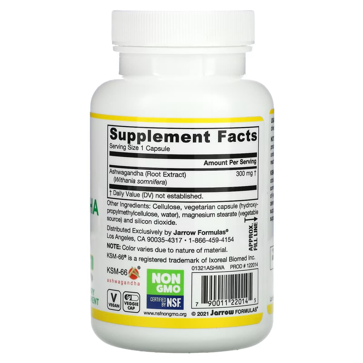 Jarrow Formulas, ашваганда, 120 вегетарианских капсул