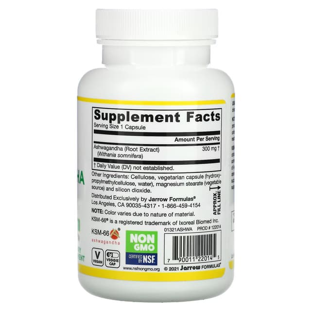Jarrow Formulas, ашваганда, 120 вегетарианских капсул