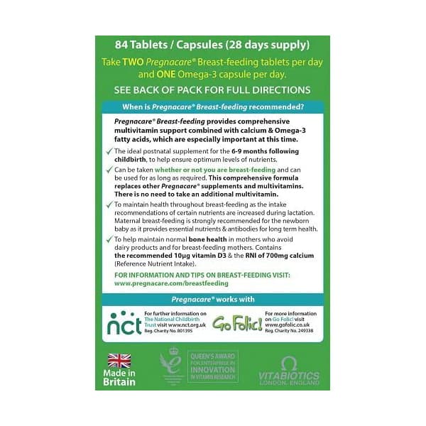 Vitabiotics Pregnacare для грудного вскармливания, 56 таблеток/28 капсул