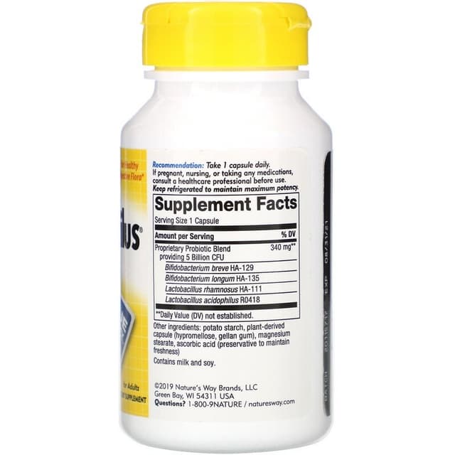 Nature's Way, Primadophilus Bifidus для взрослых, 5 млрд КОЕ, 90 вегетарианских капсул