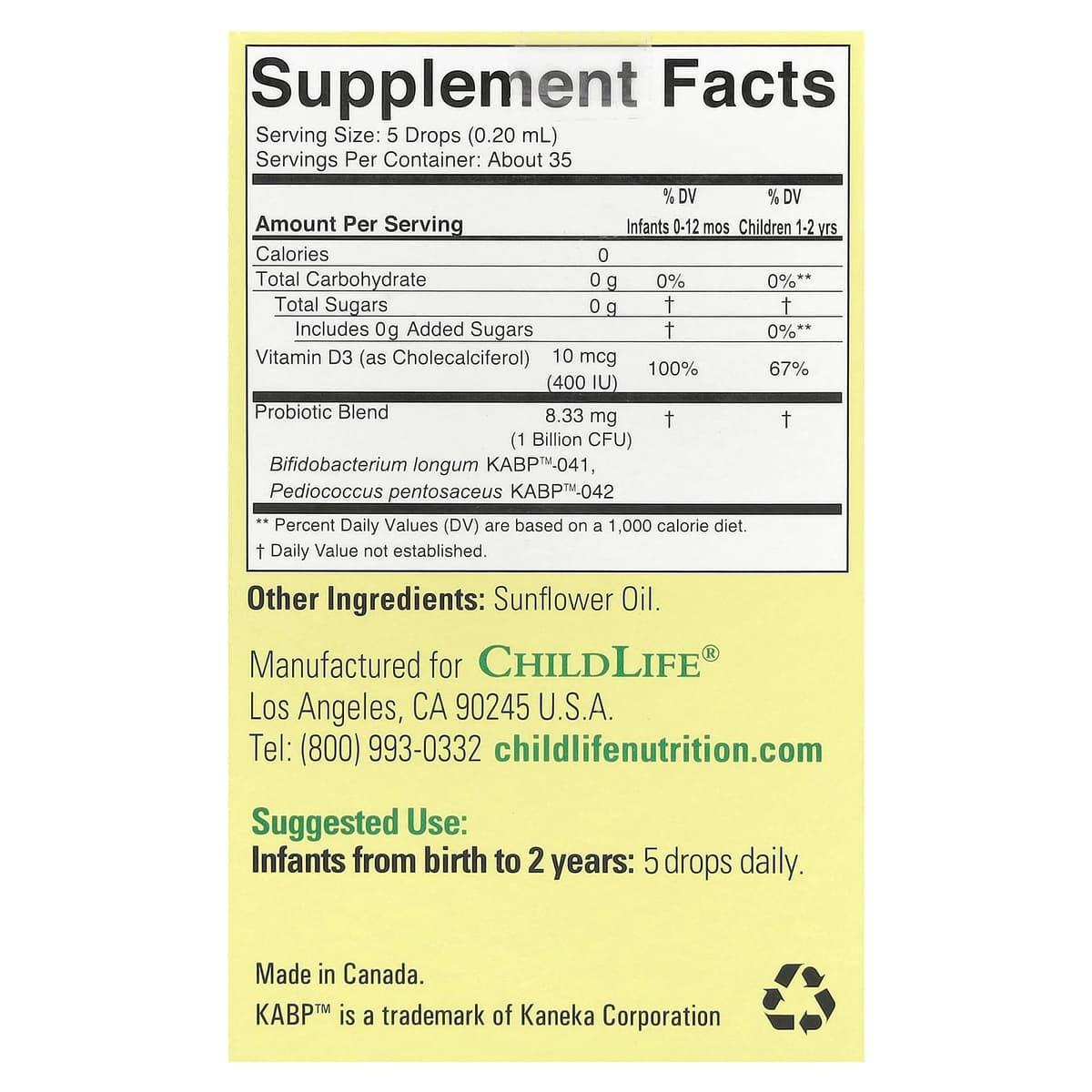 ChildLife Essentials, InfantBiotics, пробиотик, в жидкой форме, 2,6 млрд, 10,5 мл