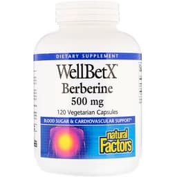 Natural Factors, WellBetX, берберин, 500 мг, 120 вегетарианских капсул