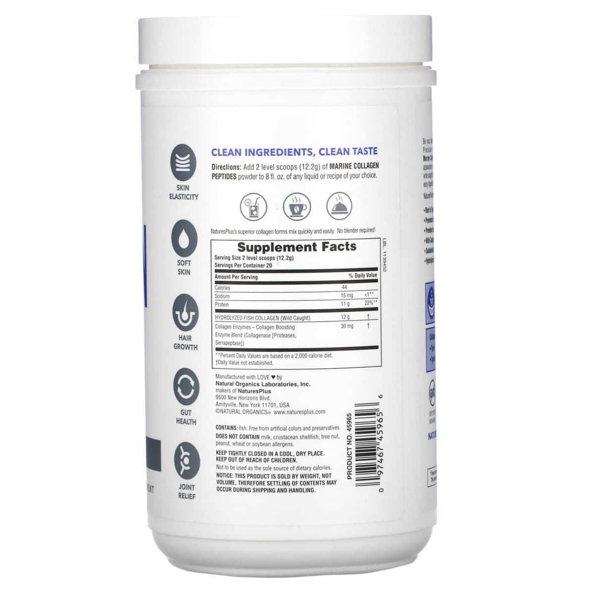 NaturesPlus, пептиды морского коллагена, 244 г (0,53 фунта)