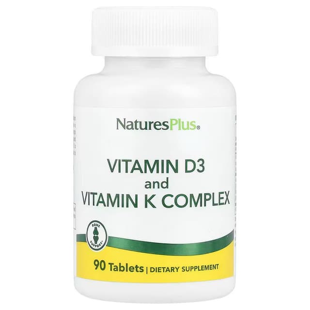 NaturesPlus, Комплекс витаминов D3 и витамина К, 90 таблеток
