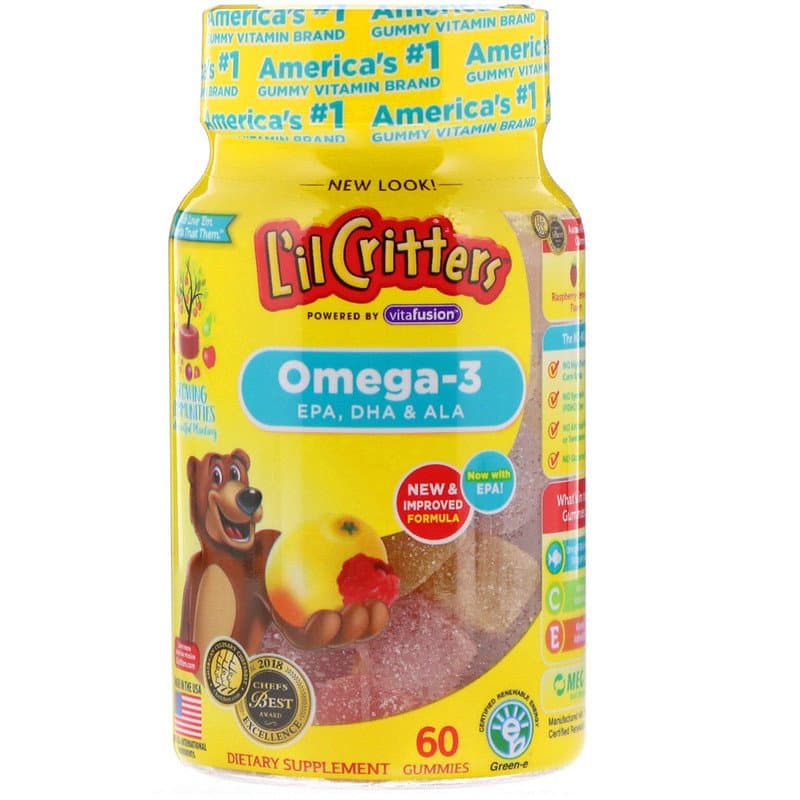 L'il Critters, Омега-3, вкус «Малина и лимонад», 60 жевательных таблеток