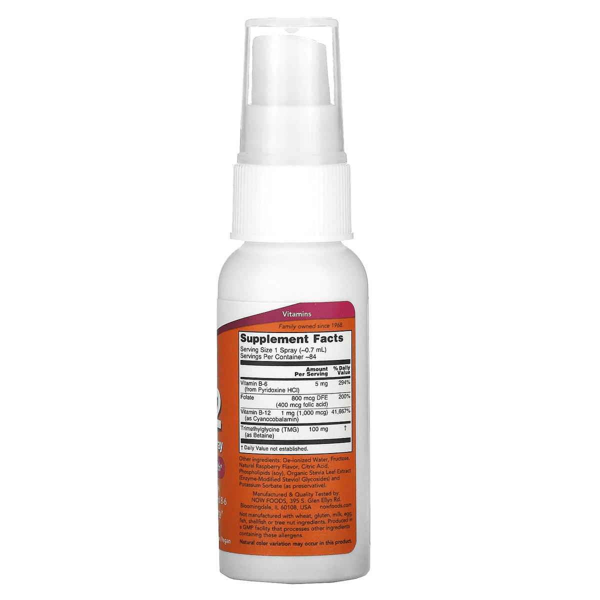 NOW Foods, Липосомальный спрей с витамином B12, 1000 мкг, 59 мл