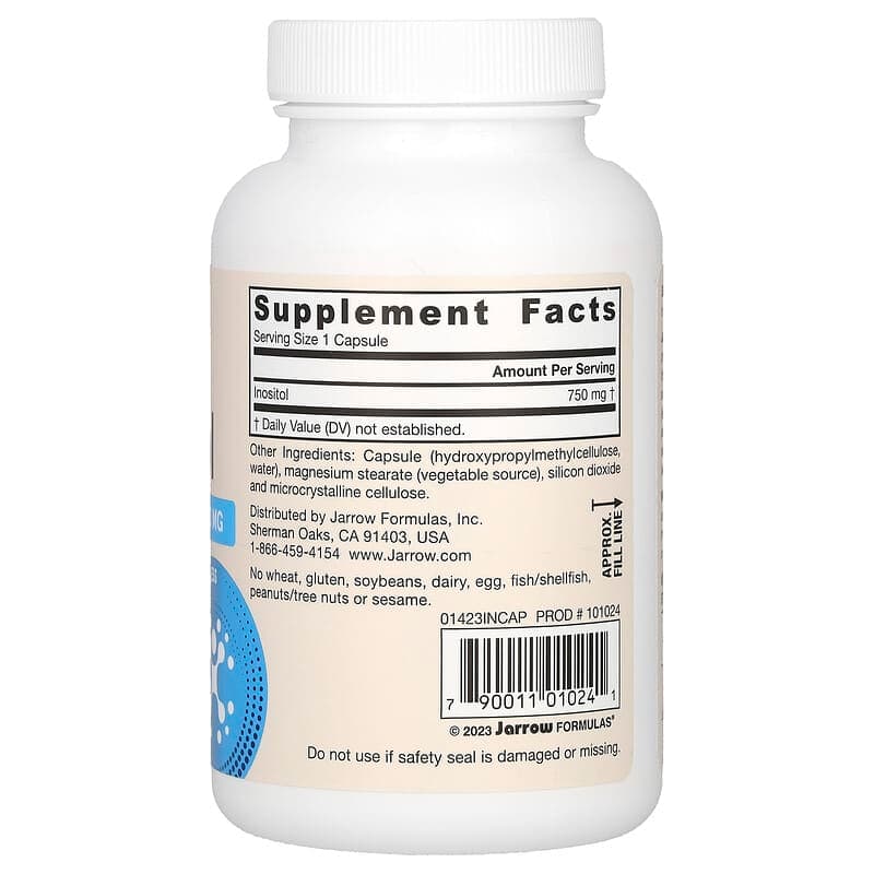 Jarrow Formulas, Инозитол,(Inositol) 750 мг, 100 вегетарианских капсул