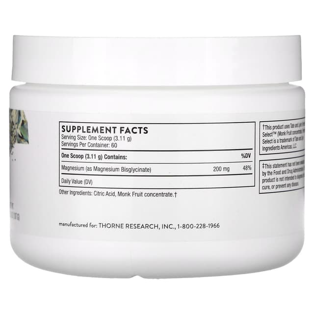 Thorne, бисглицинат магния, 187 г (6,5 унции)