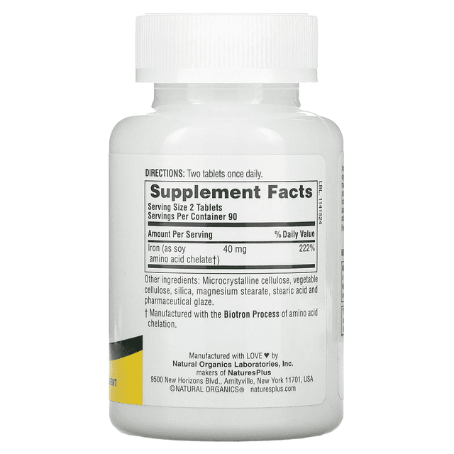 Nature's Plus, Железо, 20 мг, 180 таблеток