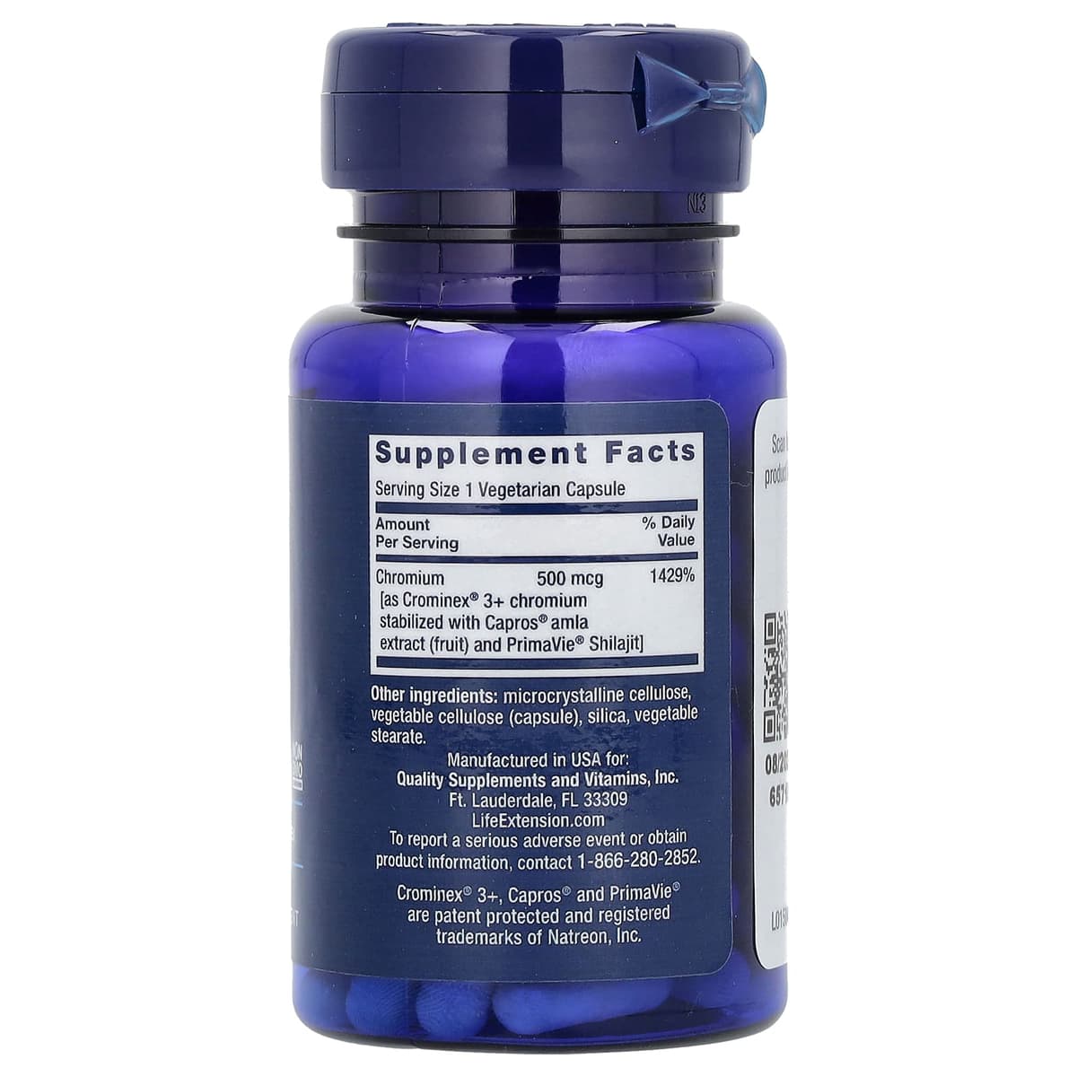 Life Extension, оптимизированный хром с Crominex 3+, 500 мкг, 60 капсул