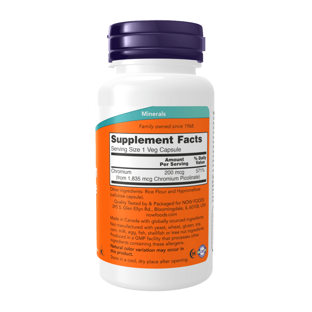 NOW Chromium Picolinate, Хром 200 мкг