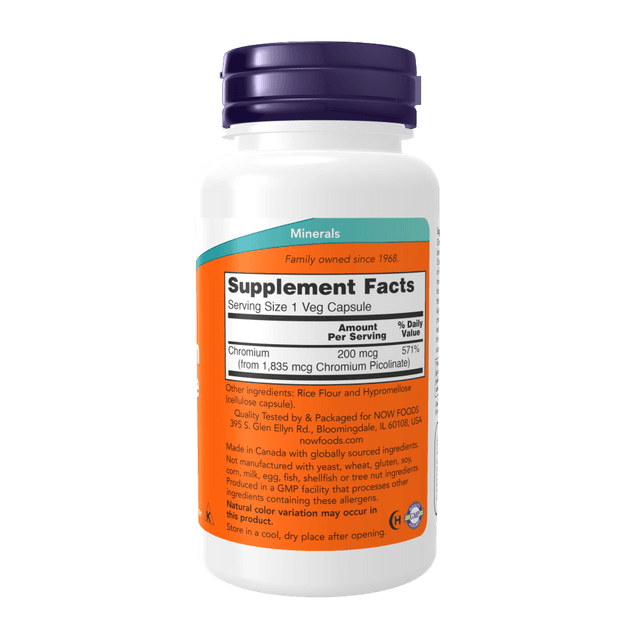 NOW Chromium Picolinate, Хром 200 мкг