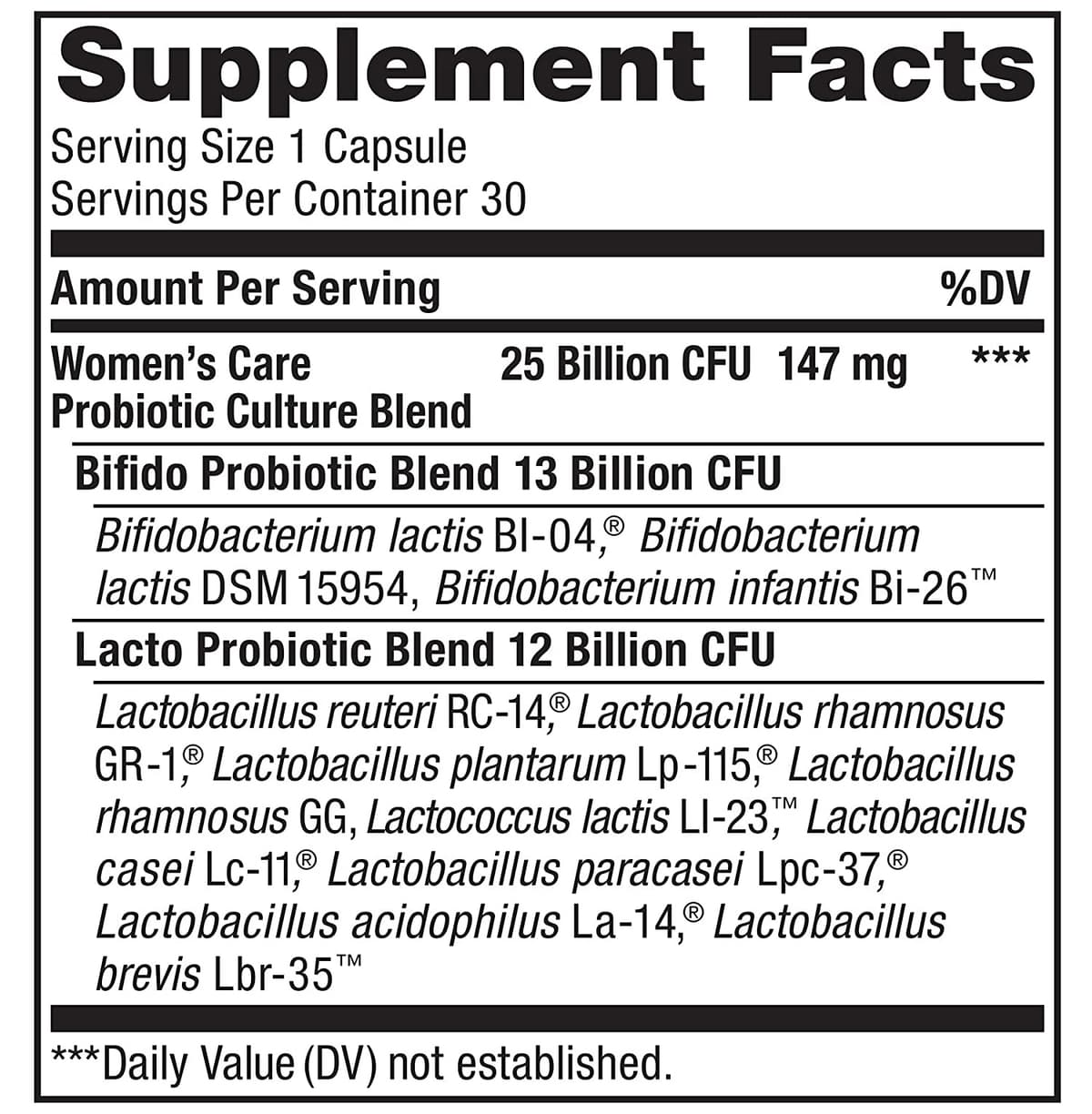 Renew Life Women's Probiotics, длительного хранения, без глютена, молочных продуктов и сои, 30 капсул, Ultimate Flora Women's Care Black