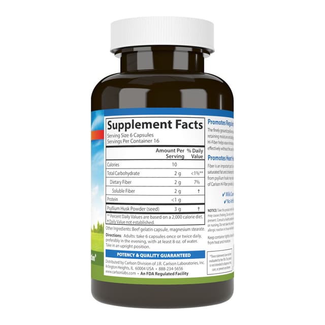 Carlson Labs Hi-Fiber Клетчатка  3гр 100 капсул