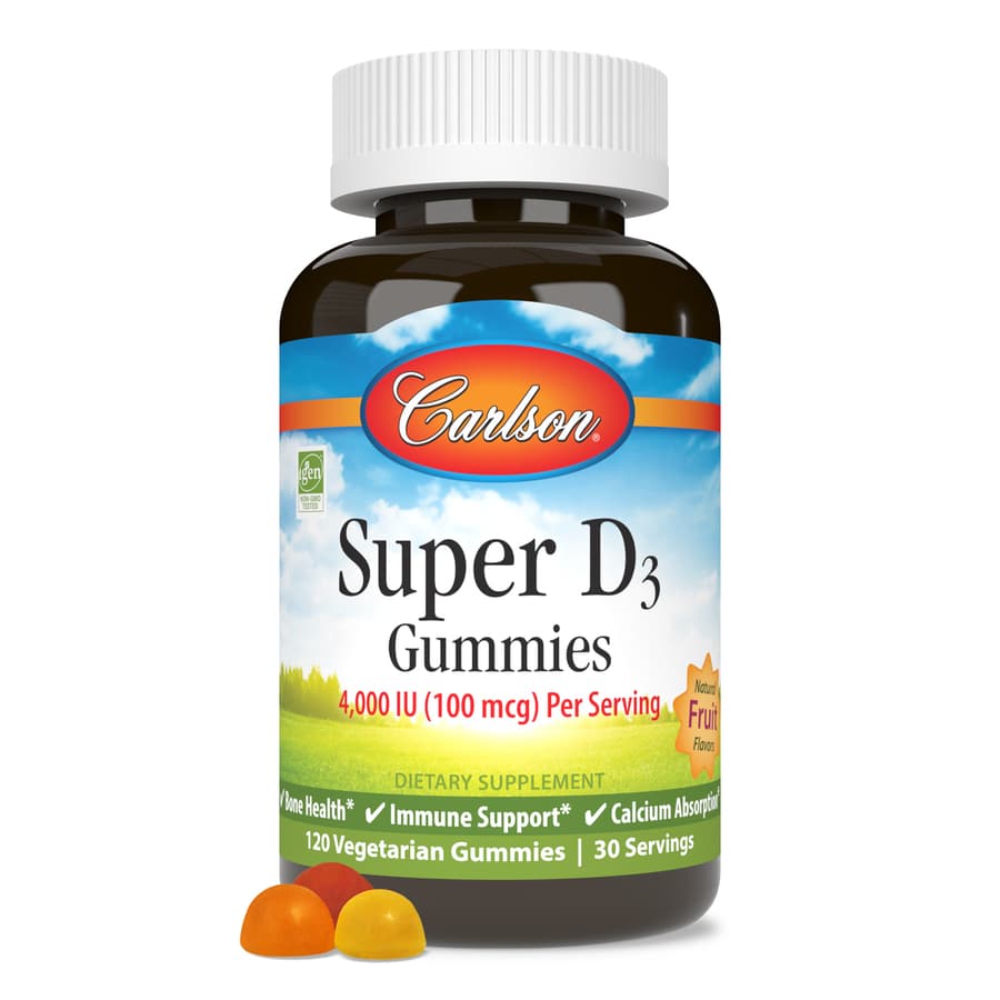 Carlson Super D3 Gummies 4000 IU (100 мкг), различные фруктовые вкусы, 120 жевательных конфет
