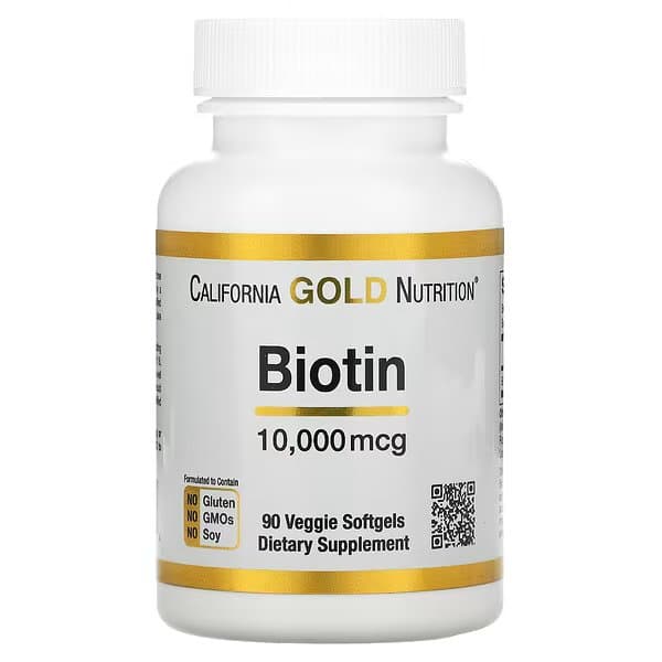 California Gold Nutrition, биотин, 10 000 мкг, 90 вегетарианских капсул