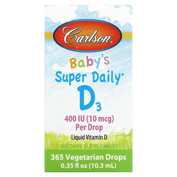 Carlson Labs, Super Daily, витамин D3 для детей, 10 мкг (400 МЕ), 10,3 мл