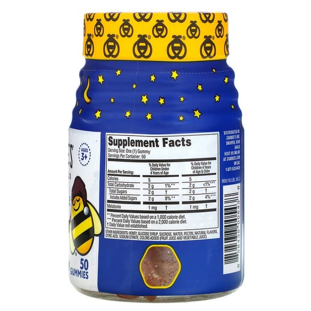 Zarbee's, Детские конфеты для улучшения сна с мелатонином, натуральный ягодный вкус, для детей от 3 лет, 50  жевательных конфет