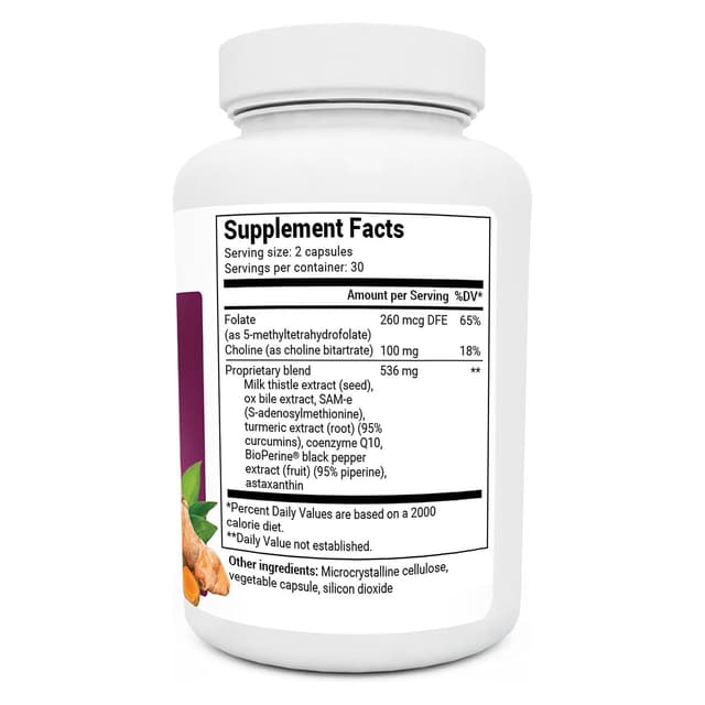 Капсулы Dr. Berg для очистки печени - добавка включает куркуму, черный перец и холин - 60 Капсул