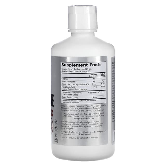 NOW Foods, Sports, жидкий L-карнитин, вкус цитрусовых, 1000 мг, 946 мл (32 унции)