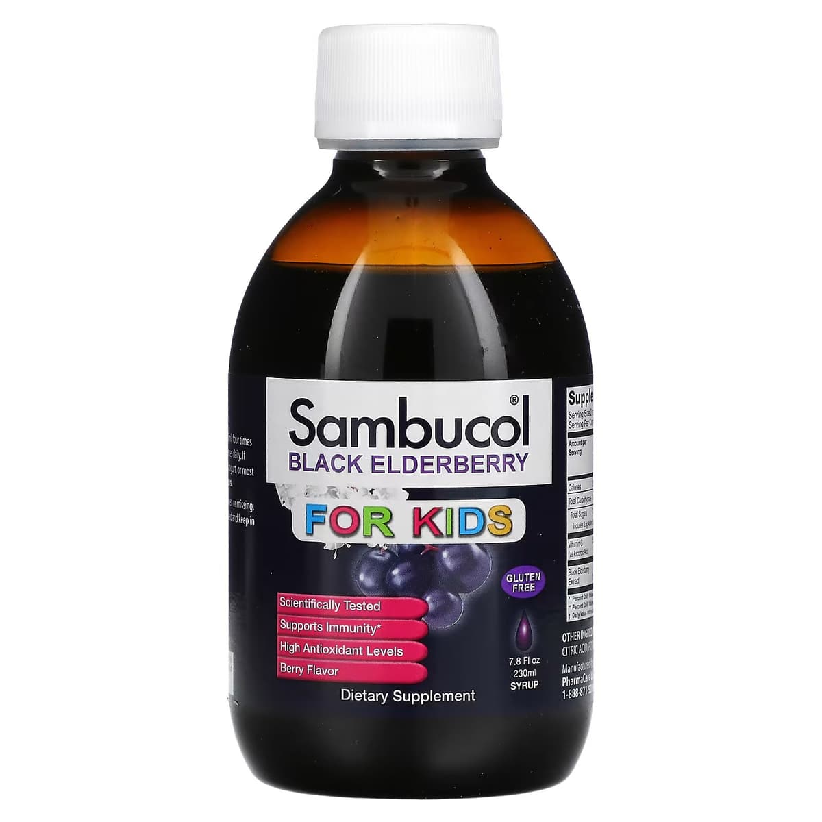 Sambucol, Сироп из черной бузины, для детей, ягодный аромат, 230 мл