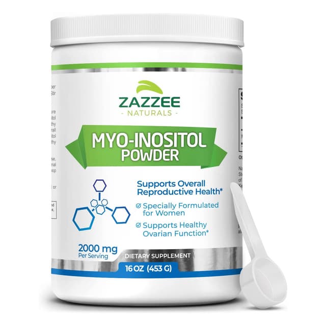 Zazzee Myo-Inositol Powder 2000 мг на порцию, включает бесплатную мерную ложку для точной дозировки, 100% чистый, веганский и не содержащий ГМО 356gr