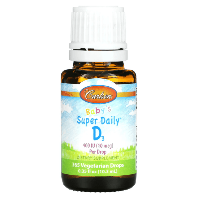 Carlson Labs, Super Daily, витамин D3 для детей, 10 мкг (400 МЕ), 10,3 мл