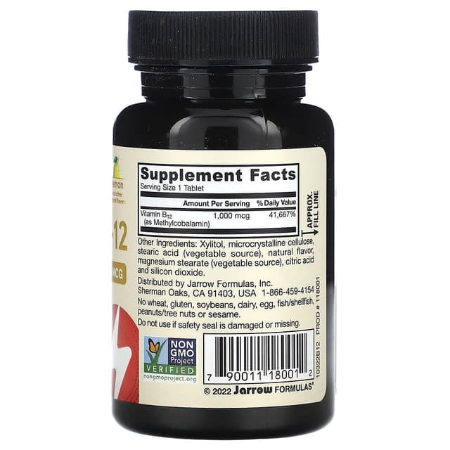 Jarrow Formulas, метил B12, лимон, 1000 мкг, 100 жевательных пастилок