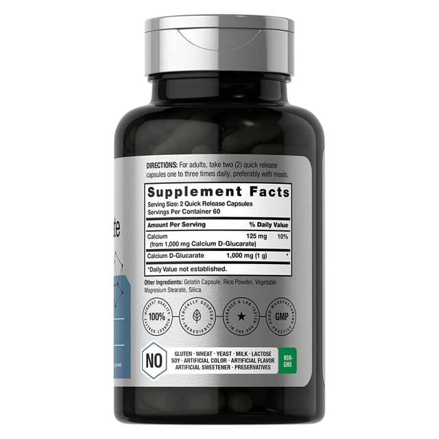 Кальция D глюкарат 1000 мг | 120 капсул | Добавка без глютена без ГМО
