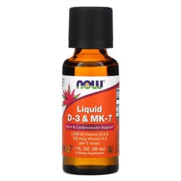 Now Foods, Жидкие D-3 и MK-7, 2500 IU 100 mg K2 (30 мл)