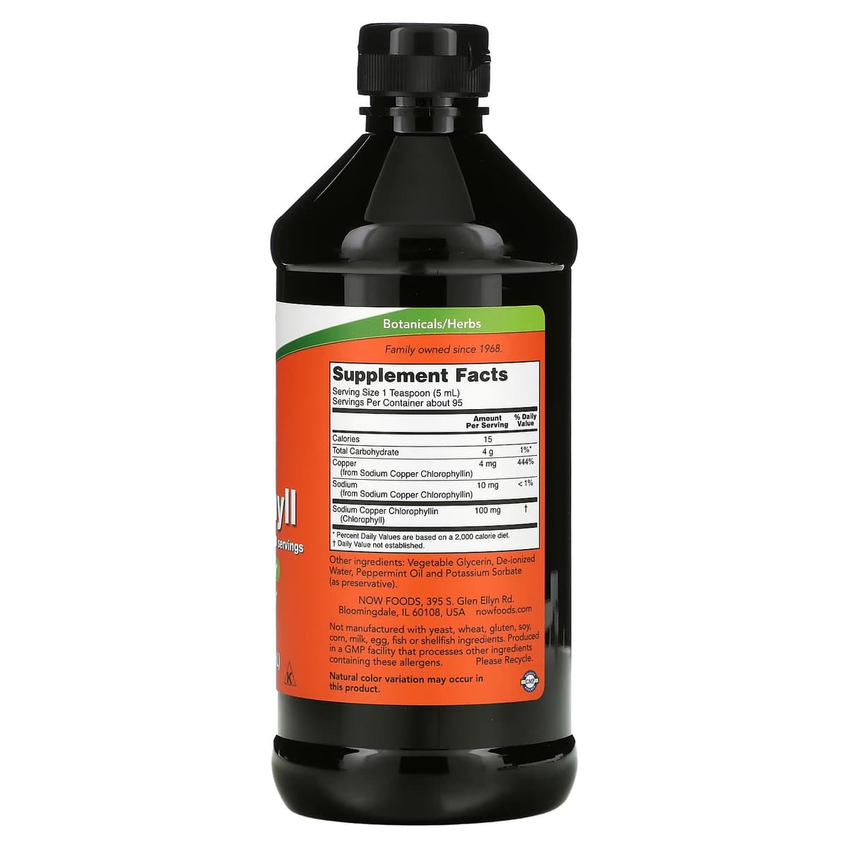 NOW Foods, жидкий хлорофилл, аромат натуральной мяты, 473 мл