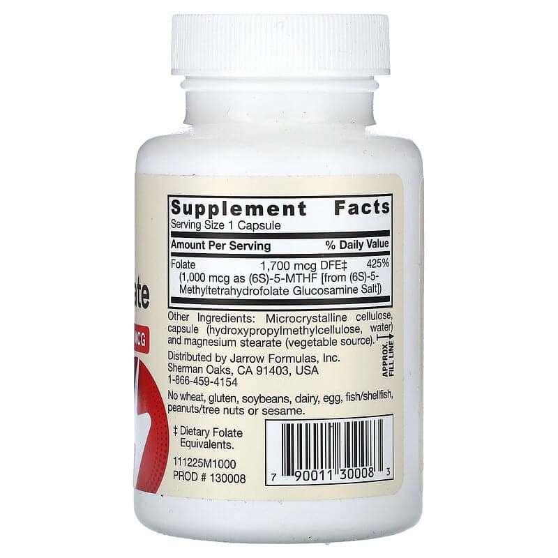 Jarrow Formulas, метилфолат, 1000 мкг, 100 вегетарианских капсул