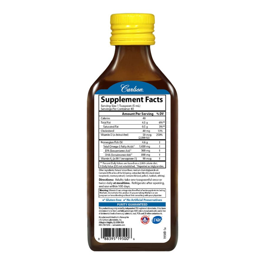 Carlson Labs Омега-3 + Д и К, 200 мл