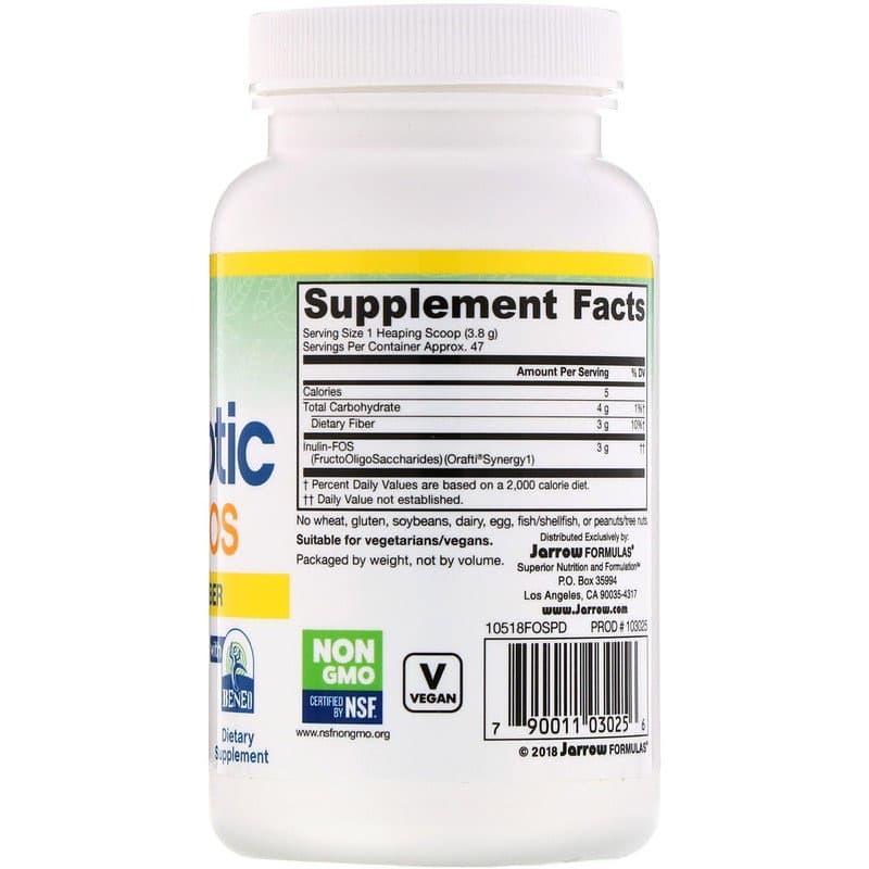 Jarrow Formulas, пребиотики с инулином и фруктоолигосахаридами, порошок, 180 г