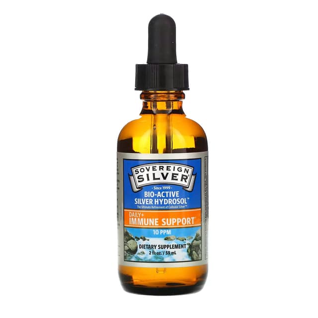 Sovereign Silver, Bio-Active Silver Hydrosol с капельным дозатором, ежедневная и иммунная поддержка, 10 ч/млн, 59 мл