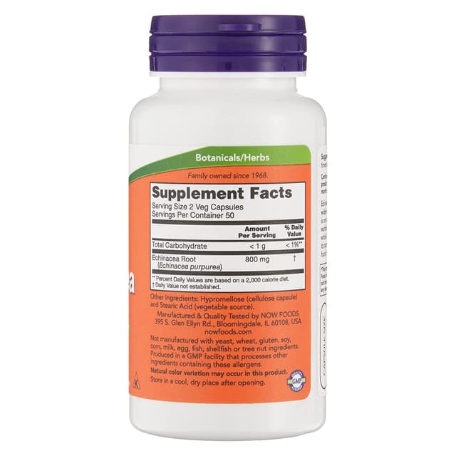 NOW Foods, эхинацея, 400 мг, 100 вегетарианских капсул