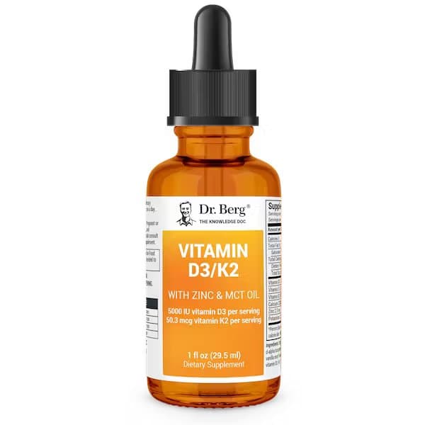 Dr. Berg - Витамин D3 и K2 с цинком и маслом MCT, 29.5 мл