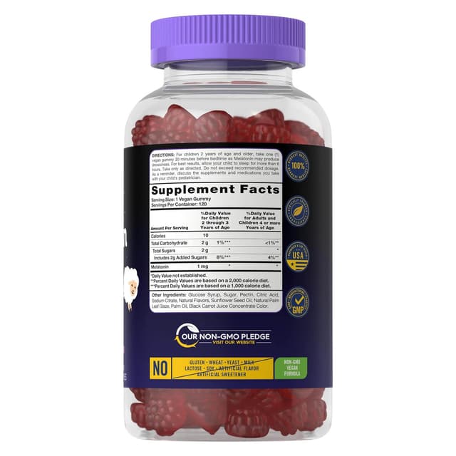 Carlyle Kids Мелатониновые жевательные конфеты, 1 мг 90 Количество, Жевательные конфеты с фруктовым вкусом