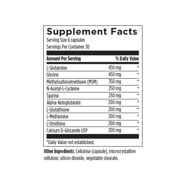 Amino-D-Tox - Аминокислотный детокс + Поддержка очистки печени - Смесь добавок с глицином, D-глюкаратом кальция, NAC и другими добавками - 90 капсул