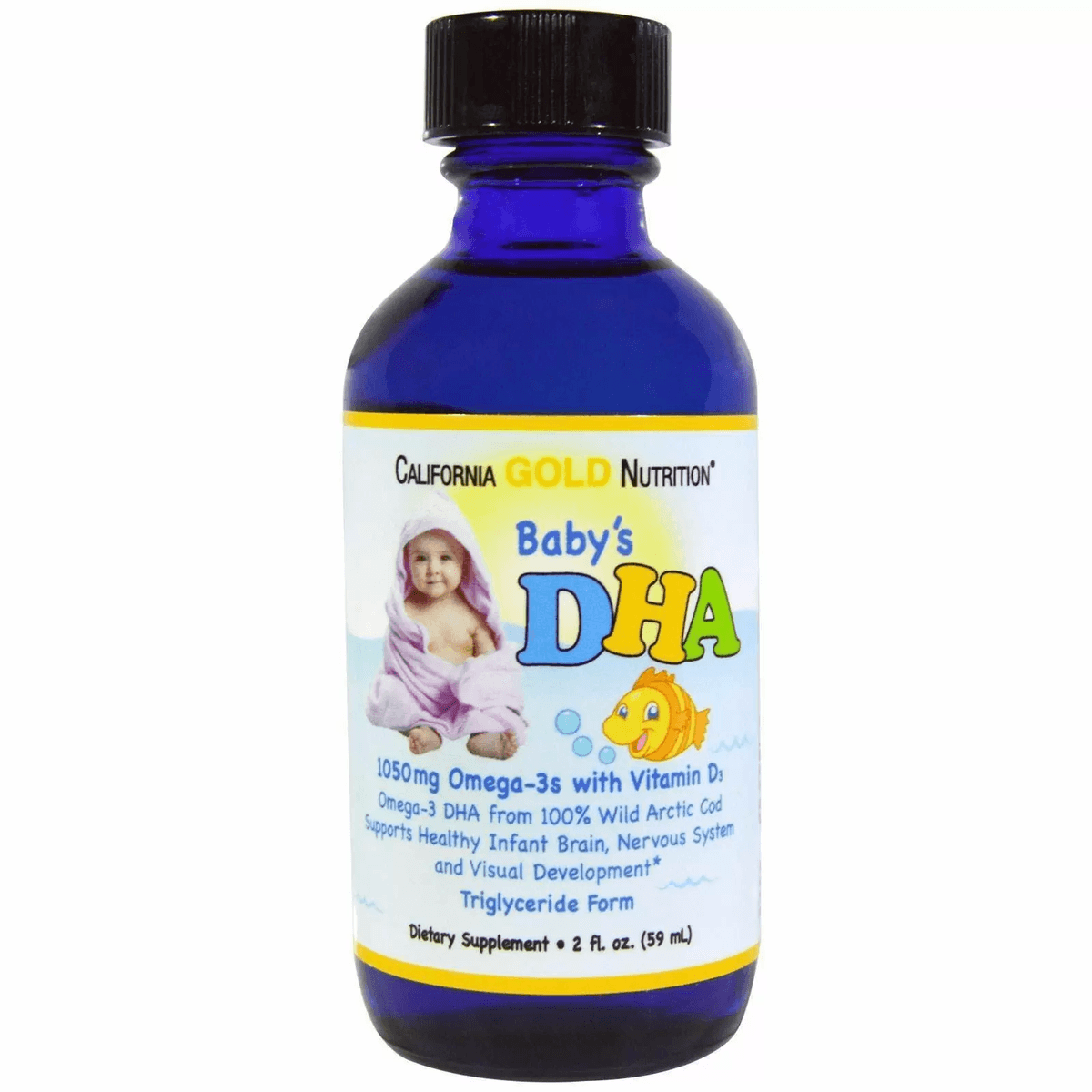DHA для младенцев, омега-3 с витамином Д3, Baby's DHA, California Gold Nutrition, 1050 мг, 59 мл