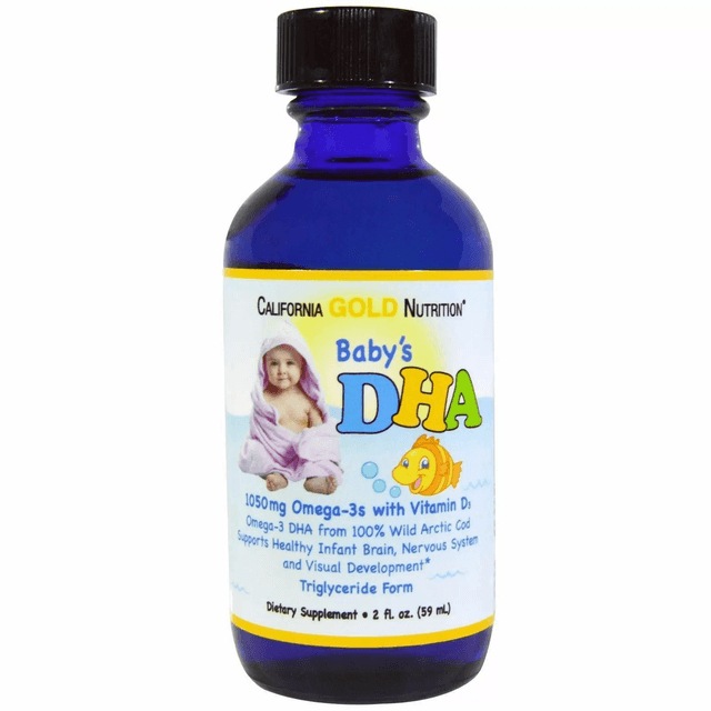 DHA для младенцев, омега-3 с витамином Д3, Baby's DHA, California Gold Nutrition, 1050 мг, 59 мл