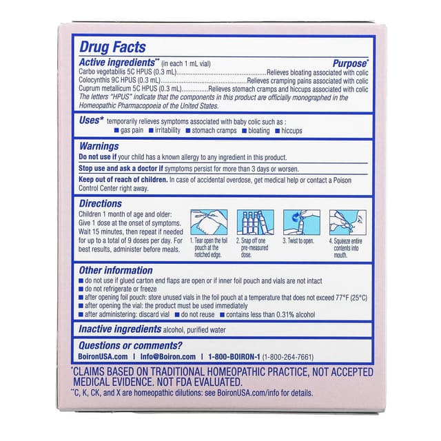 Boiron, ColicComfort, средство от газов и колик, от 1 месяца, 30 доз, по 1 мл